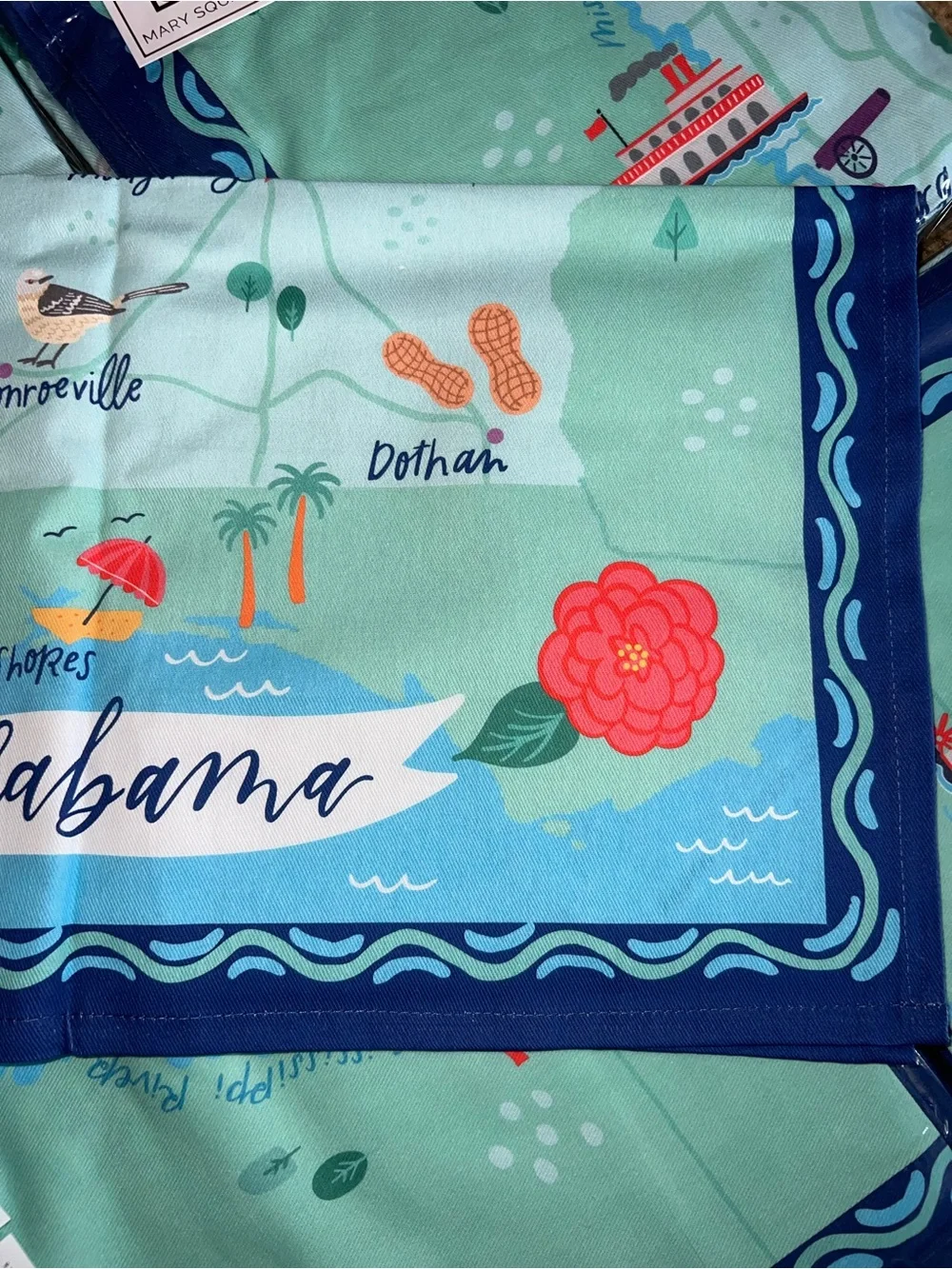 Mary Square Alabama Illustrated Tea Towel